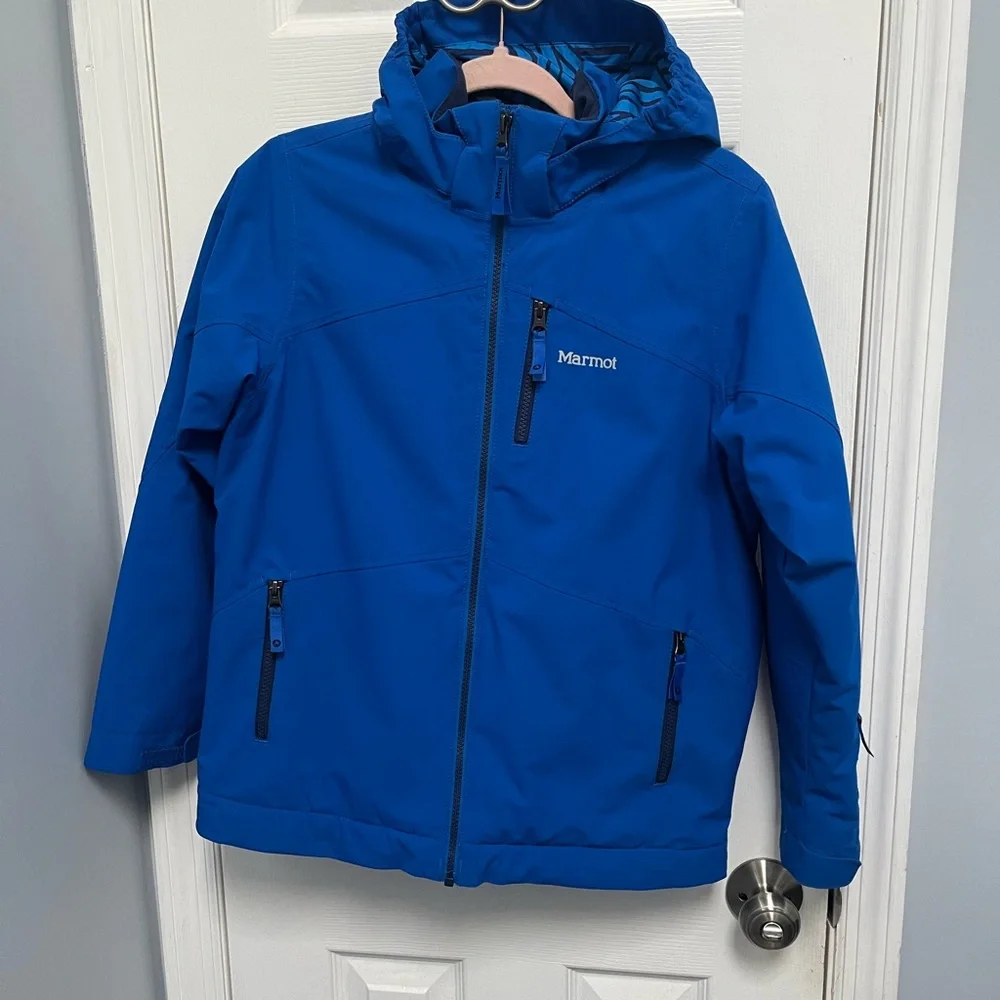 MARMOT Jacket Youth XL Blue Hooded Ski Snowboard Outdoor Full Zip